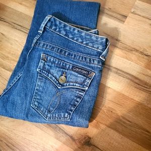 Girls Calvin Klein Blue Jeans Size 10 Dark Wash Button Pockets Brand New